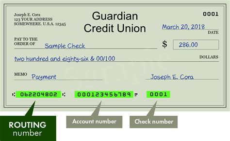 guardian credit union routing number